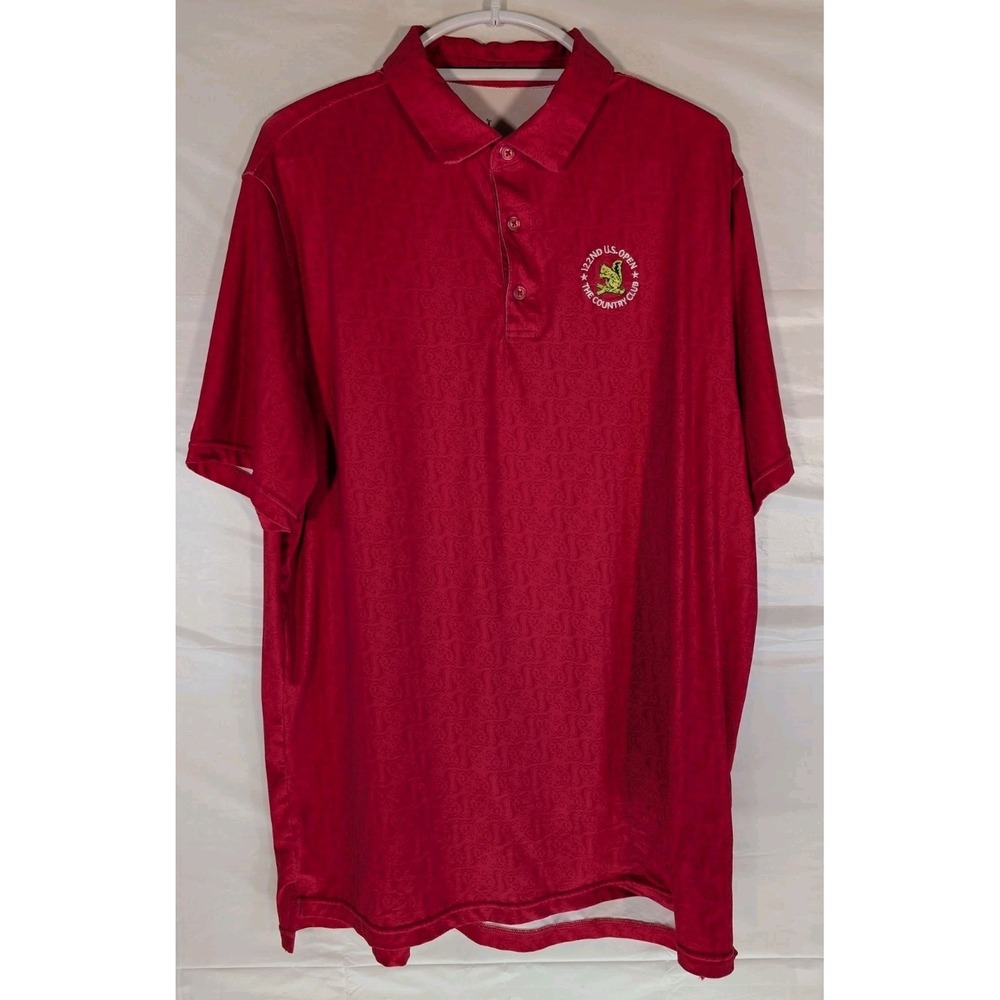122nd US Open The Country Club Polo Mens XL Red Golf Performance Shirt 2022